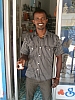 Stone Carver with his marble apple core
