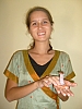Emma with her marble apple core